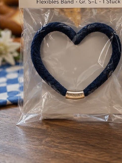 Heart-shaped band in white and blue, handmade in Bavaria